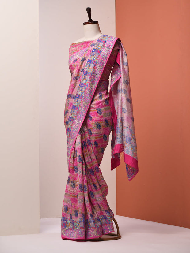 Pink Vasansi Silk Printed Saree