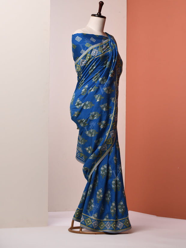 Yale Blue Vasansi Silk Saree