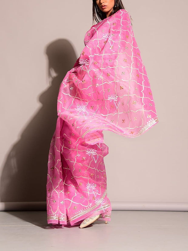 Pink Pure Organza Saree