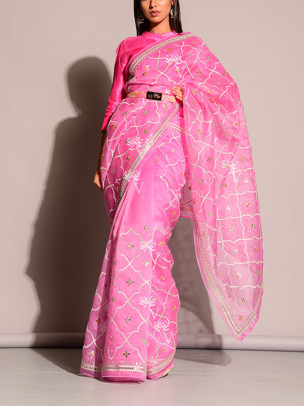 Pink Pure Organza Saree