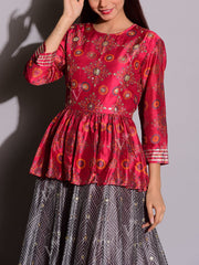 Grey Handcrafted Peplum Anarkali