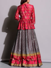 Grey Handcrafted Peplum Anarkali