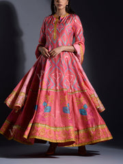 Pink Vasansi Silk Printed Anarkali gown