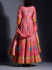 Pink Vasansi Silk Printed Anarkali gown