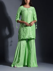 Green Silk Sharara Set with Leheriya Dupatta