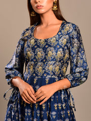 Midnight Blue Handcrafted Anarkali Tunic