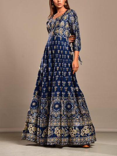 Midnight Blue Handcrafted Anarkali Tunic