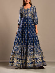 Anarkali, Anarkali, Gown, Gowns, Printed, Highlighted, Floor length, Chanderi Silk, Silk, Regular wear, Party wear