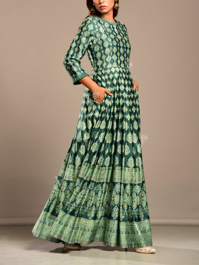 Bottle Green Handcrafted Anarkali Tunic