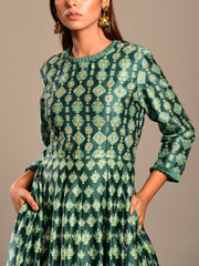 Bottle Green Handcrafted Anarkali Tunic