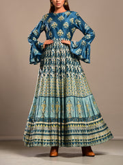 Anarkali, Anarkali, Gown, Gowns, Printed, Highlighted, Floor length, Chanderi Silk, Silk, Regular wear, Party wear