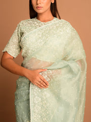 Grey Organza Saree