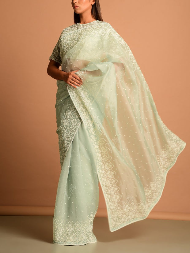 Grey Organza Saree