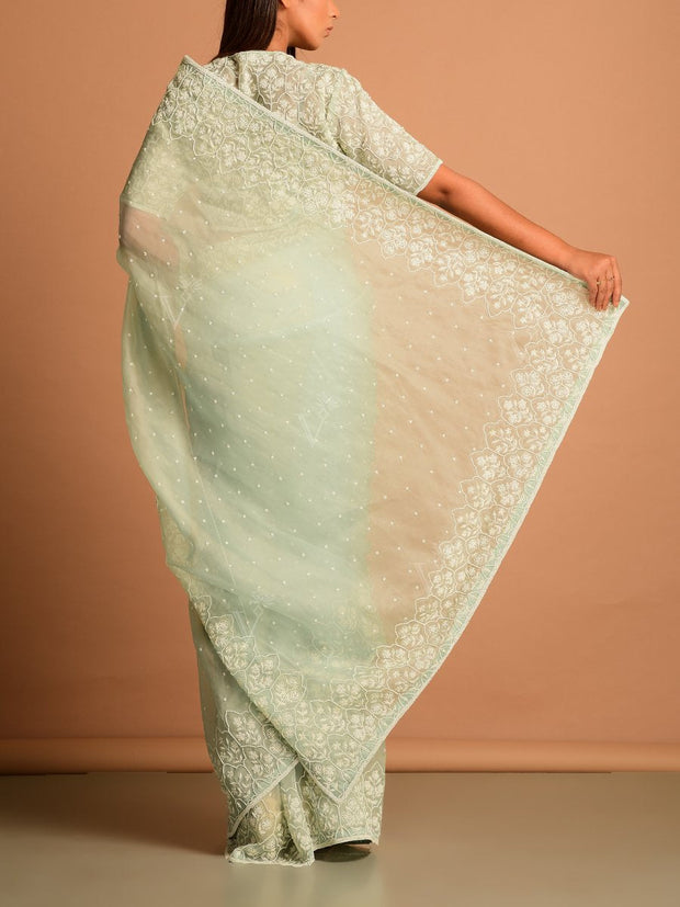 Grey Organza Saree