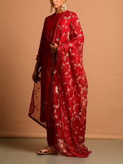 Red Chanderi Kurta Set