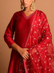 Red Chanderi Kurta Set