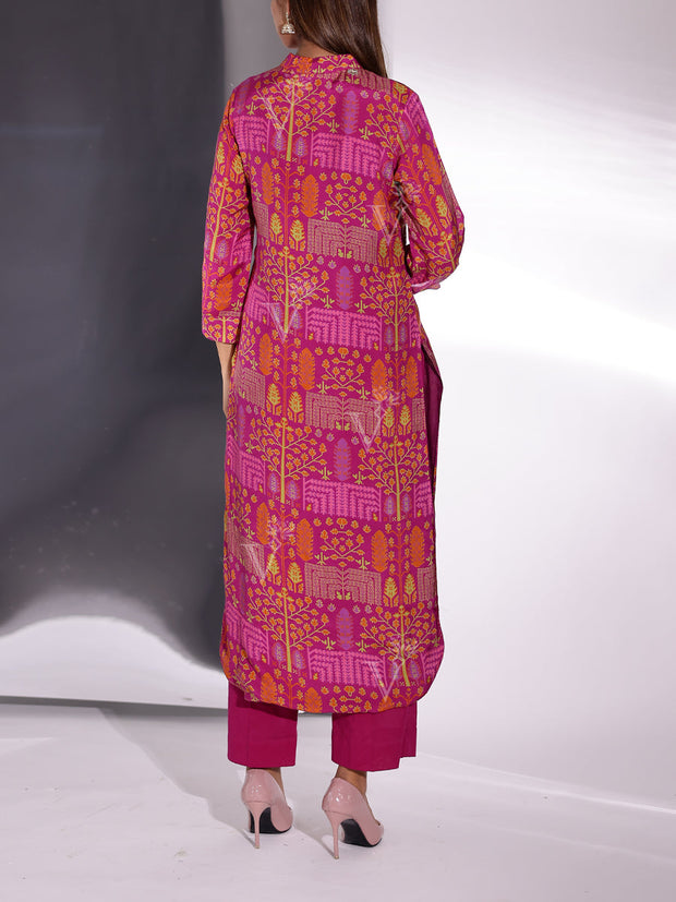 Pink Vasansi Silk Printed Kurti