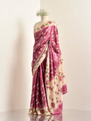 Pink Tussar Silk Saree