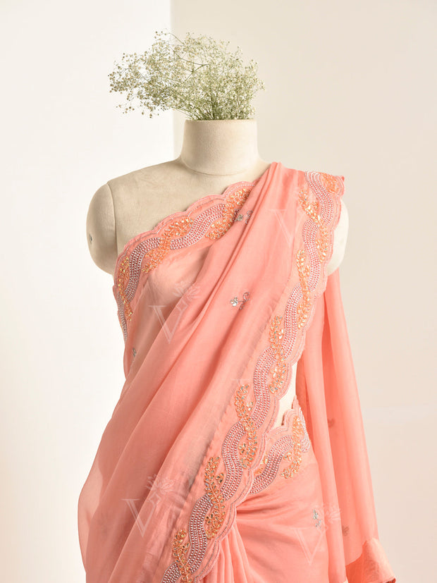 Peach Organza Saree