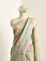 Green Tussar Silk Saree