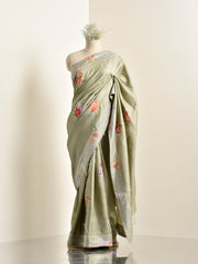 Green Tussar Silk Saree