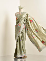 Green Tussar Silk Saree