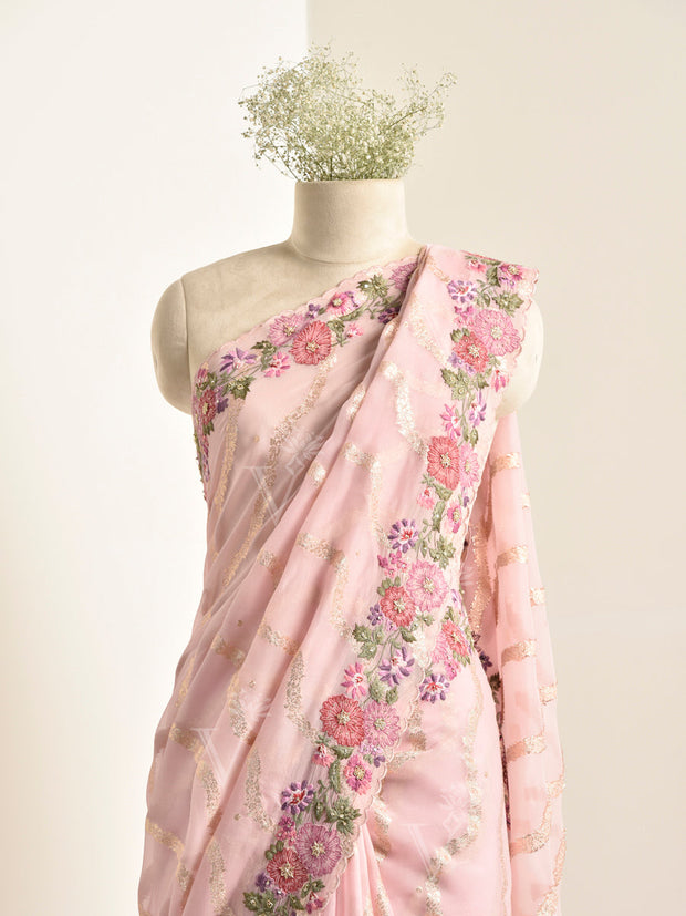 Pink Organza Saree