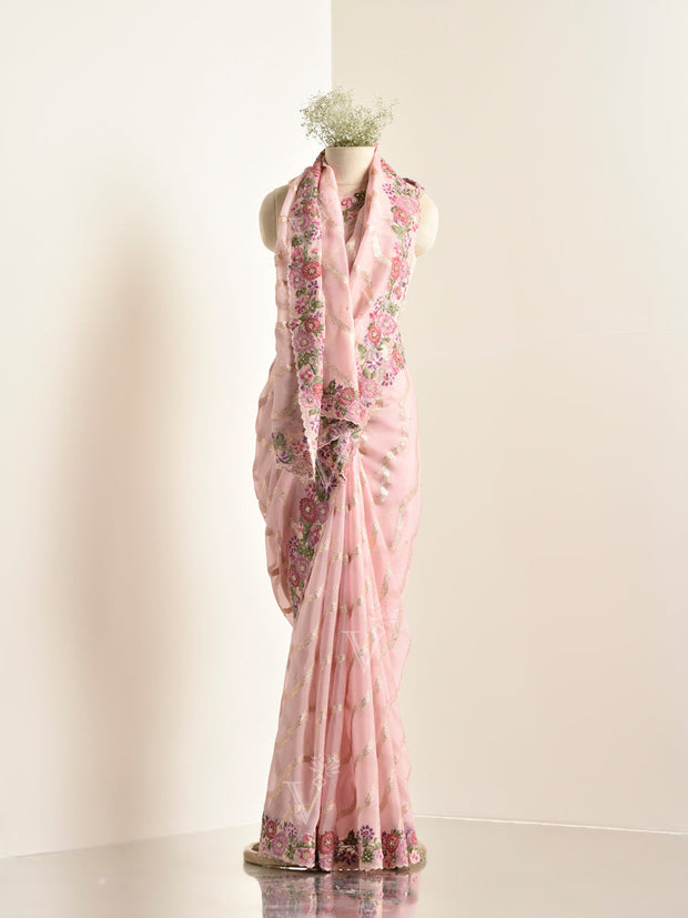 Pink Organza Saree