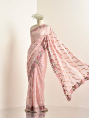 Pink Organza Saree