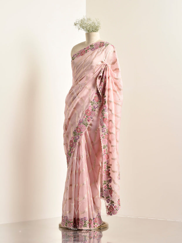 Pink Organza Saree