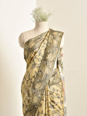 Yellow Tussar Silk Saree