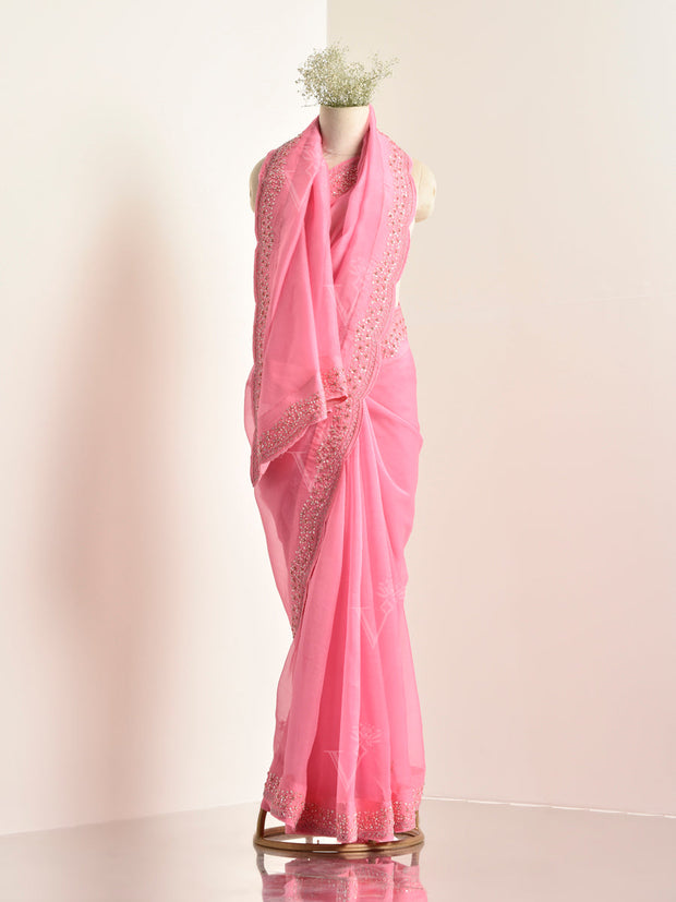 Pink Organza Saree