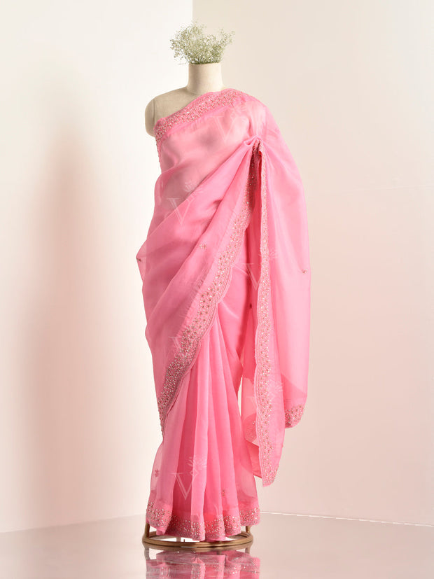 Pink Organza Saree