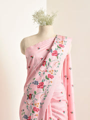 Pink Tussar Silk Saree