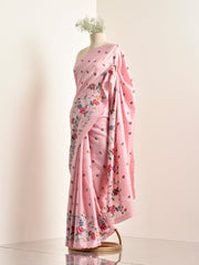 Pink Tussar Silk Saree