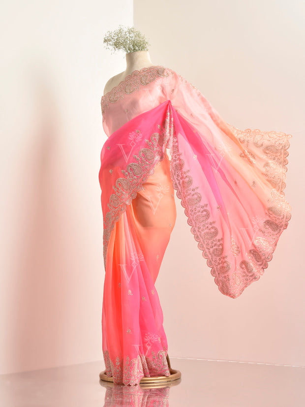 Multi Color Organza Saree