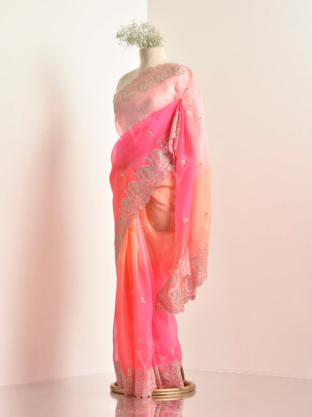 Multi Color Organza Saree