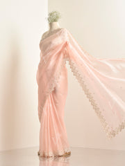 Peach Organza Saree