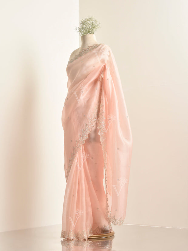 Peach Organza Saree