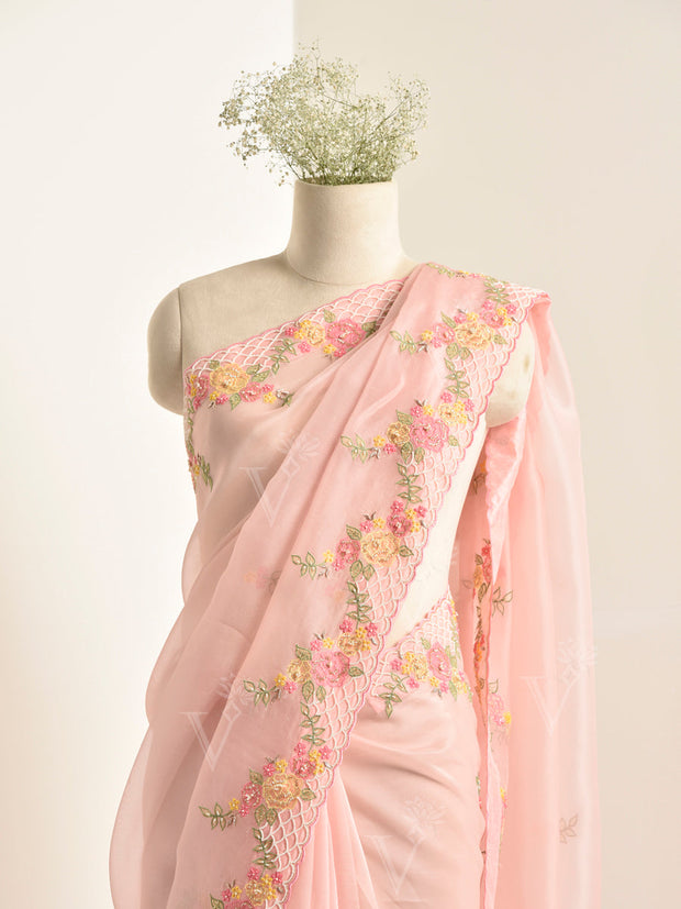 Pink Organza Saree