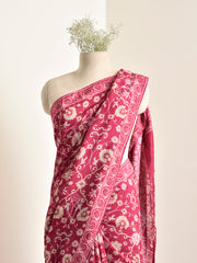 Pink Vasansi Silk Printed Saree