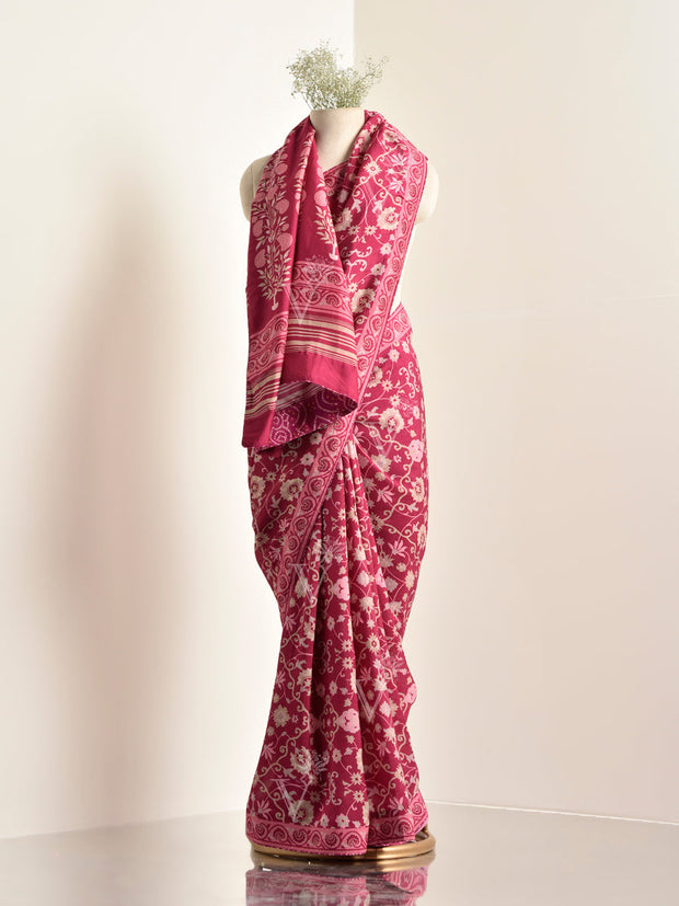 Pink Vasansi Silk Printed Saree