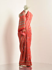 Red Vasansi Silk Printed Saree