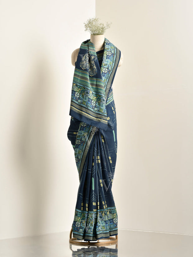 Blue Vasansi Silk Printed Saree