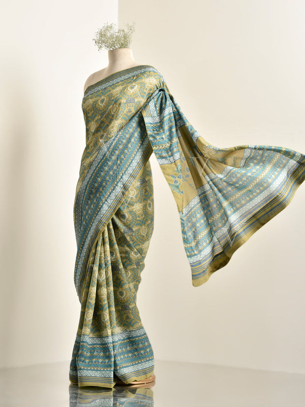 Green Vasansi Silk Printed Saree