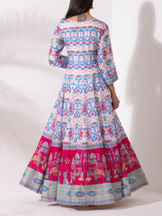 Off White Vasansi Silk Printed Anarkali Gown