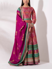 Pink Vasansi Silk Printed Anarkali Gown