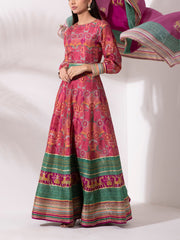 Pink Vasansi Silk Printed Anarkali Gown