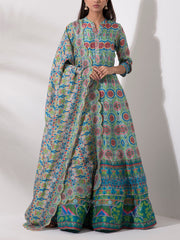 Blue Vasansi Silk Printed Anarkali Gown