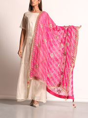 Pink Pure Georgette Leheriya Dupatta